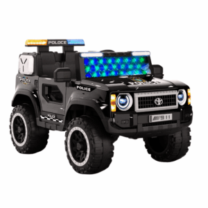 Camioneta policia eléctrica de 2 plazas para niños de 12V4,5A con capacidad de peso de 55 kilos, control parental, Bluetooth, luces LED, llantas en goma