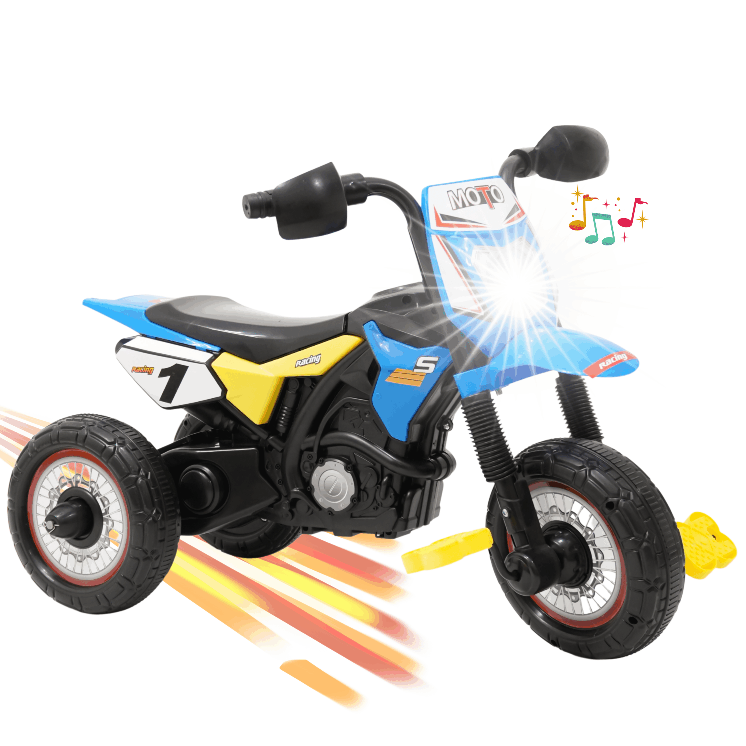 Mototriciclo con pedales, luces y sonidos para niños de 2 a 5 años