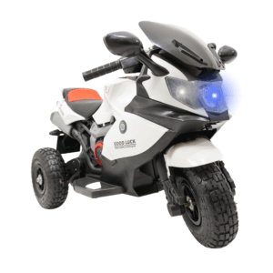 Motocicleta Y4 de 12 V para niños, velocidad máxima de 7 Km/h, sonidos realistas, música, cargador de batería