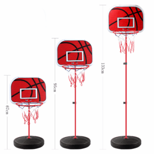 Juego de aro de baloncesto y pelota en T para niños, altura ajustable