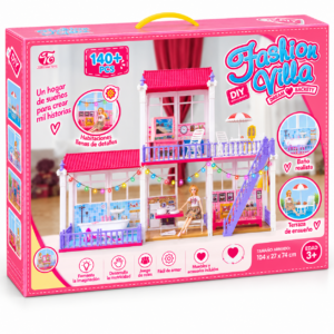 Casa de Muñecas Fashion Villa de 2 Pisos con Accesorios – 140+ Piezas