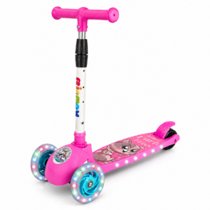 Scooter Infantil 3 Ruedas Plegable, Ajustable, Luces y Sonidos