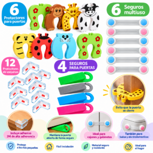 Combo de Seguridad para Bebés – Protectores de Esquinas, Puertas y Cajones
