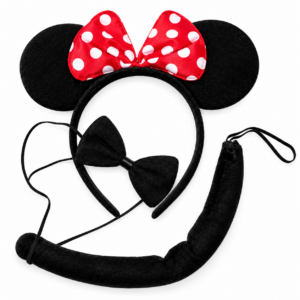 Set de Accesorios con Orejas para Niña – Diadema + Corbatín + Cola
