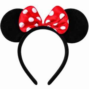 Diadema de Orejas con Lazo Rojo para Niña – Accesorio de Disfraz