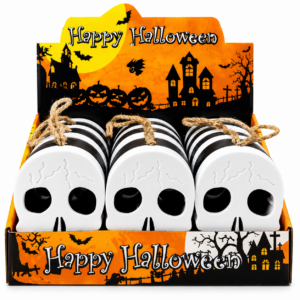 Calaveras Decorativas con Luz LED para Halloween – Caja x 12 Unidades